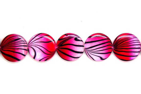 Shell (Spray-Paint MOP) Coin (Rose and White) Beads