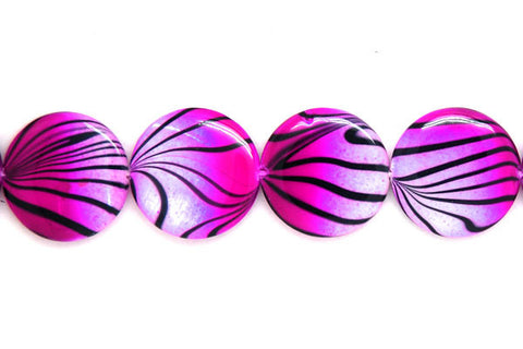 Shell (Spray-Paint MOP) Coin (Violet and White) Beads