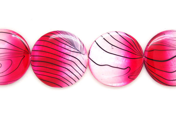 Shell (Spray-Paint MOP) Coin (Rose and White) Beads