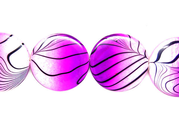 Shell (Spray-Paint MOP) Coin (Violet and White) Beads