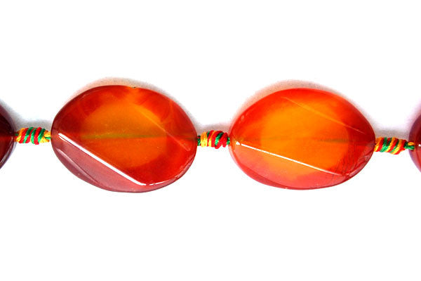 Agate (Red) Twist Oval Beads