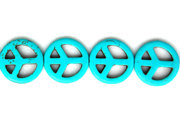 Howlite (Turquoise) Peace Sign Beads