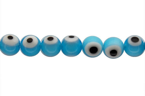 Chevron Glass Bead (Aqua) Round Eye