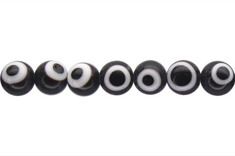 Chevron Glass Bead (Black) Round Eye