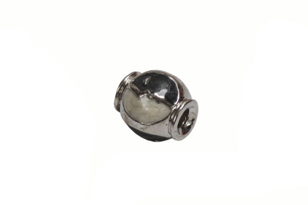 Metal Alloy Silver Pot w/Black & White Faces, 10x11mm