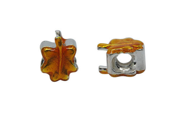 Metal Alloy Beads Golden Leaf (Silver), 10x13mm