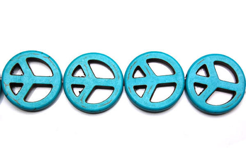 Howlite (Turquoise) Peace Sign Beads