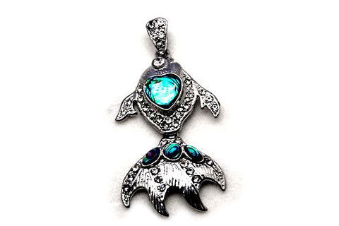 Pendant Abalone Gold Fish w/Rhinestone