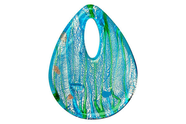 Pendant Murano Foil Glass Briolette Donut (YH04)