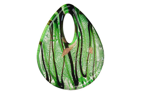 Pendant Murano Foil Glass Briolette Donut (YH06)