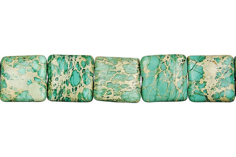Aqua Terra Jasper (Turquoise) Flat Square Beads