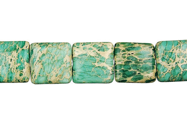 Aqua Terra Jasper (Turquoise) Flat Square Beads