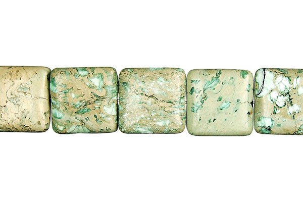 Aqua Terra Jasper (Turquoise) Flat Square (B) Beads