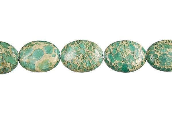 Aqua Terra Jasper (Turquoise) Flat Oval Beads