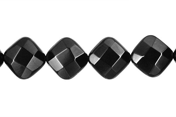 Black Onyx (AAA) Faceted Diamond Square Beads