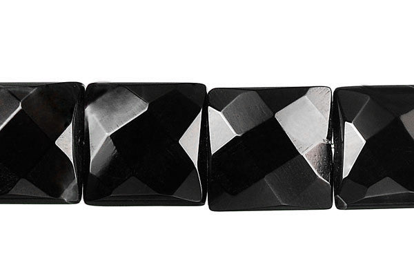 Black Onyx Faceted Square Beads