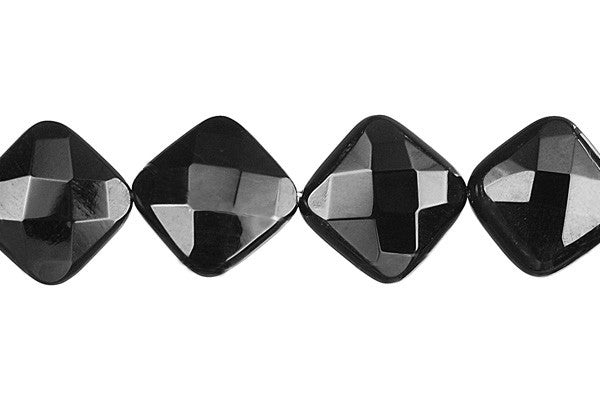 Black Onyx Faceted Diamond Square Beads