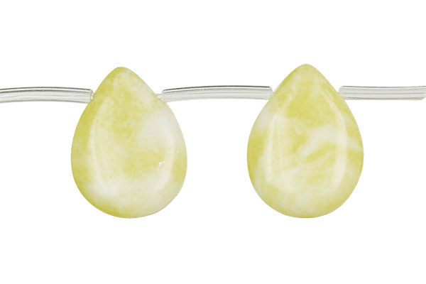 Lemon Jade Flat Briolette Beads