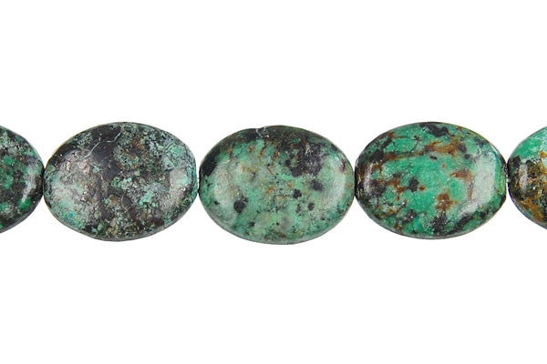 African Turquoise (Dark) Flat Oval Beads