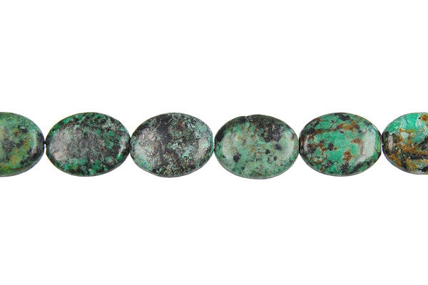 African Turquoise (Dark) Flat Oval Beads