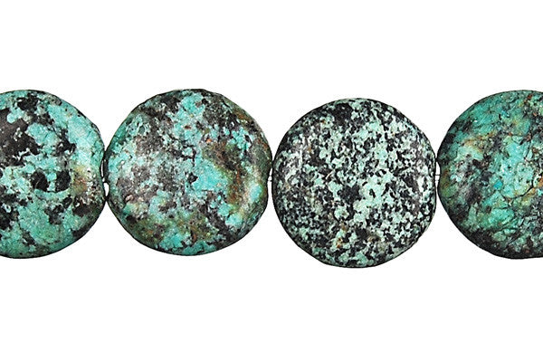 African Turquoise (Dark) Coin Beads
