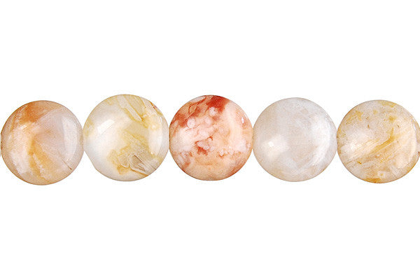 Bamboo Leaf Agate Coin Beads