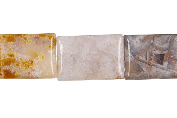 Bamboo Leaf Agate Rectangle Beads
