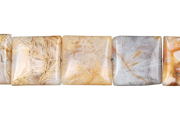 Bamboo Leaf Agate Square Beads
