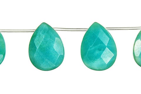 Amazonite Faceted Flat Briolette (Dark) Beads