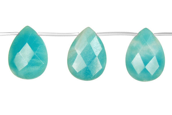 Amazonite Faceted Flat Briolette (Dark) Beads