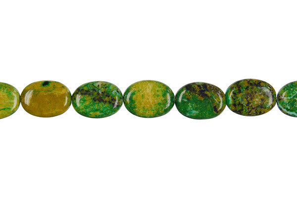 Yellow and Green Turquoise Flat Oval Beads