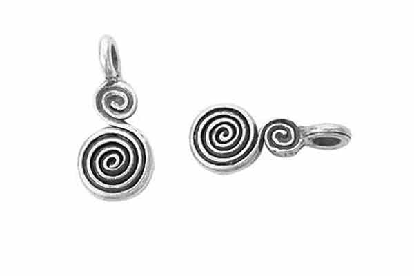 Hill Tribe Silver Swirl Pendant Charm, 7.0x11.0mm