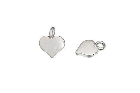 Hill Tribe Silver Heart Pendant Charm, 10.0x8.0mm