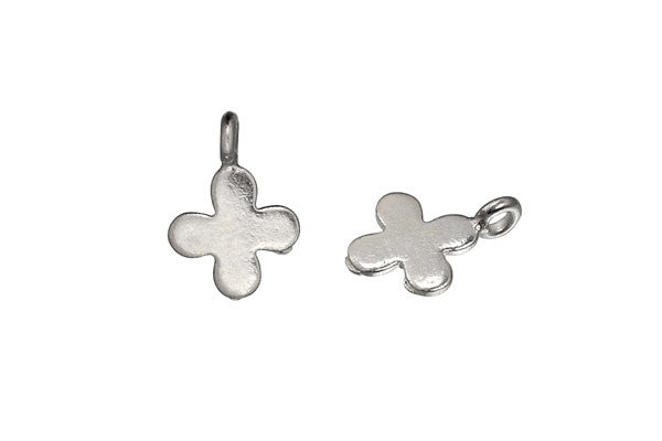 Hill Tribe Silver Cross Leaf Pendant Charm, 10.0x10.0mm