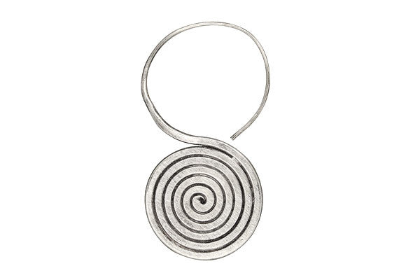 Hill Tribe Silver Flat Swirl Earrings, 22.0x45.0mm