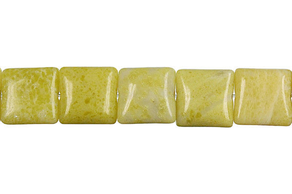 Lemon Jade Flat Square Beads