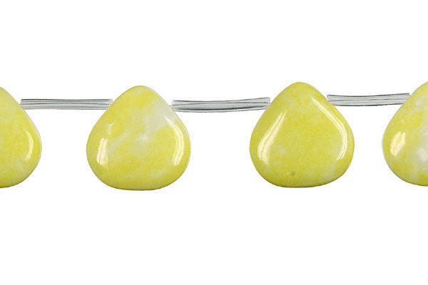 Lemon Jade Flat Heart Briolette (A) Beads