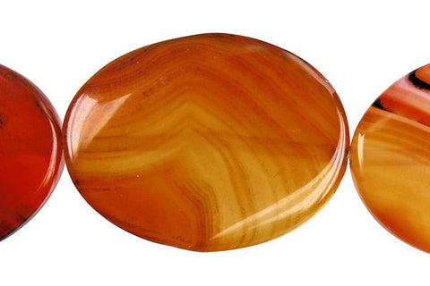Sardonyx (Red) Twisted Flat Oval Beads