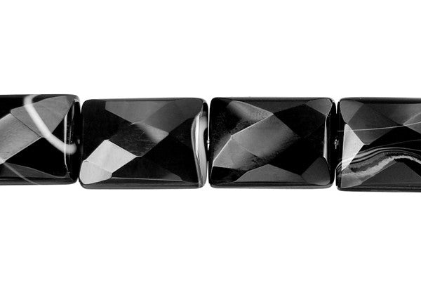 Sardonyx (Black) Faceted Rectangle Beads
