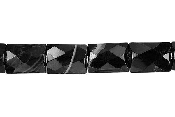 Sardonyx (Black) Faceted Rectangle Beads
