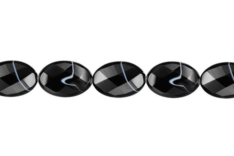 Sardonyx (Black) Faceted Flat Oval Beads