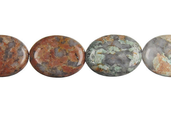 New African Turquoise Flat Oval Beads