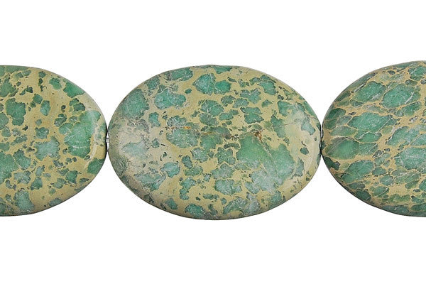 Aqua Terra Jasper (Turquoise) Flat Oval Beads