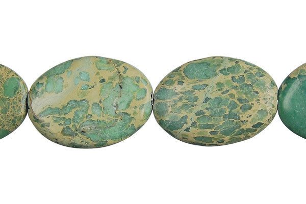 Aqua Terra Jasper (Turquoise) Flat Oval Beads