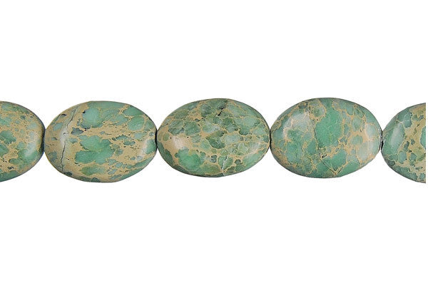 Aqua Terra Jasper (Turquoise) Flat Oval Beads