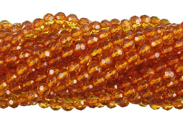 Amber Faceted Round (Dark) Beads