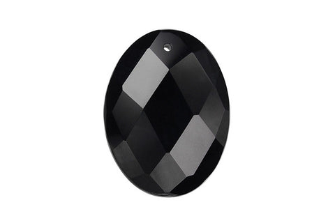 Pendant Black Onyx Faceted Flat Oval