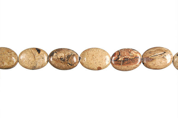 New Picture Jasper Flat Oval Beads