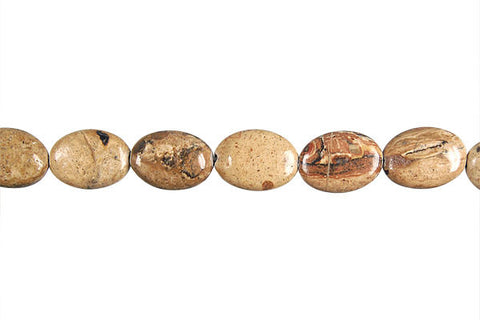 New Picture Jasper Flat Oval Beads