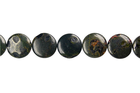 Black Leopardskin Jasper Coin Beads